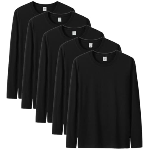 [§ＤＡＹ　ＣＬＯＴＨ∞Ｄａｙｃｌｏｔｈ] 長袖 インナーシャツ メンズ 柔らかい 肌着 防菌防臭 5枚 綿100% 長袖 tシャツメンズ 吸汗速乾 通気性 大きい サイズ丸首 快適 カジュアル おしゃれ 服 春 秋 冬（ブラック/M）の商品画像（Amazon）