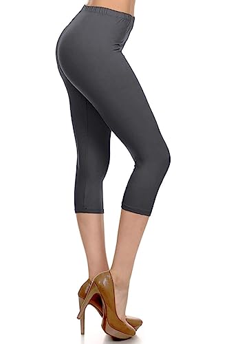 Image of Leggings Depot Women's High Waist Leggings Soft 1 inch Waistband Solid Pants - Regular, Plus, 1X3X, 3X5X