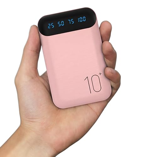 Portable Charger 10000mAh Slim USB C Input and Output Power Bank with LED Display Lightweight External Battery Pack Compatible for iPhone 14/13/12 iPad Samsung etc. (pink(mini))