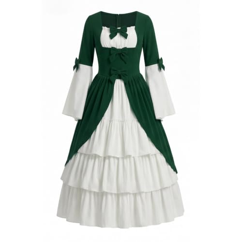 Robe rétro médiévale haut de gamme avec jupe à étages pour cérémonies d'époque