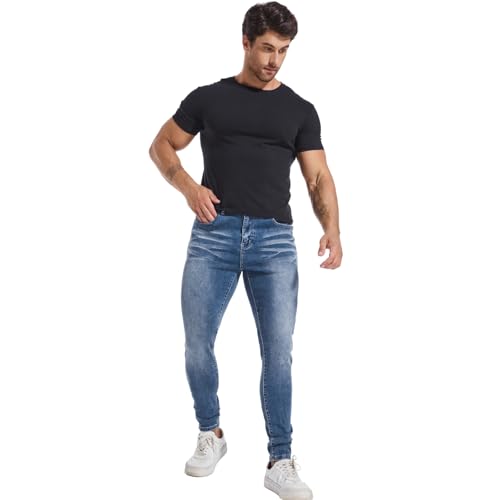 LZLER Mens Skinny Jeans Slim Fit Stretch Jeans Tapered Leg Ripped Elastic Waist Jean Denim Pants4