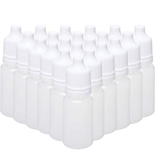 100 Stück Quetschbare Tropfflaschen, weiße, durchscheinende Kunststoff-Flüssigkeit, leere Tropfflaschen, 10 ml Cover
