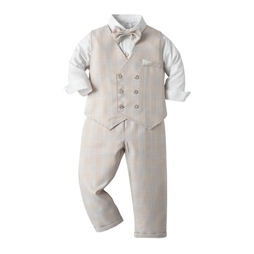 Image of Mud Kingdom Boys Suits for Weddings White Shirts, Vests and Pants Clothes Sets