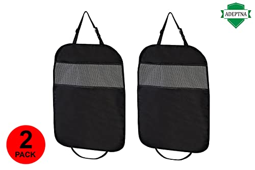 ADEPTNA ® 2 Pack Car Organizers Kick Mat Car Seat Protector Cover 3 Mesh Pockets Toy Storage Organiser Kids