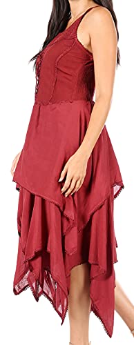 Image of Sakkas Lady Mary Jacquard Corset Style Bodice Lightweight Handkerchief Hem Dress