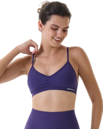 Image of AUROLA Mercury Workout Sports Bras Women Athletic Removable Padded Backless Strapy Minimal Crop Top