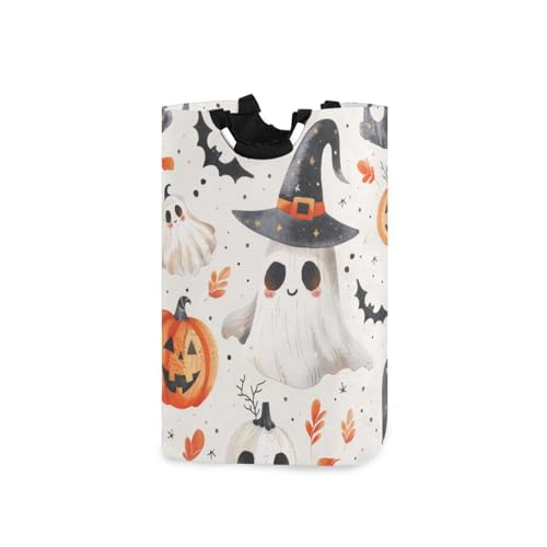 Jihqo Laundry Hamper Basket Cute Ghosts Halloween Pumpkins Collapsible Nursery Storage Bin Waterproof Clothing Baskets for Home Bedroom Bathroom Washing Room