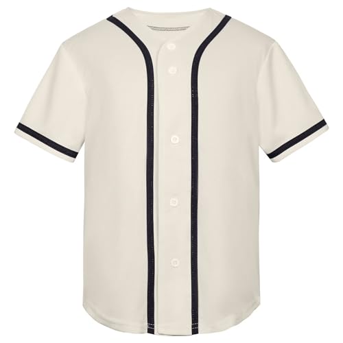 QTWW INC Camisa de beisebol infantil para meninos, camisa de botão, manga curta, hip hop, uniformes