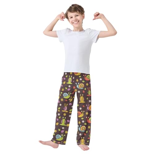 Snail and Leaves Boys Long Pants Soft Trousers Elastic Waist Kids Lounge Bottoms with Pockets S-XL2