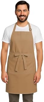 Apron for Kitchen | Unisex Cooking Apron with 2 Pockets and Adjustable Straps | Apron for Chef, Hotel, Cafe, Restaurant, Gardening, Workshop