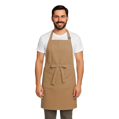 Apron for Kitchen | Unisex Cooking Apron with 2 Pockets and Adjustable Straps | Apron for Chef, Hotel, Cafe, Restaurant, Gardening, Workshop