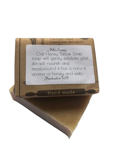 Oat -Honey Beef Tallow Soap/Unscented/Pure/Old Fashioned Soap/Handcrafted/Natural/Exfoliating Soap