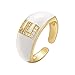 MAIKUI Damenringe Einstellbar Kristall Gold Anfangsbuchstabe Offener Ring Damen Alphabet Ringe Damen Siegelring Gold Ton Alphabet Ringe