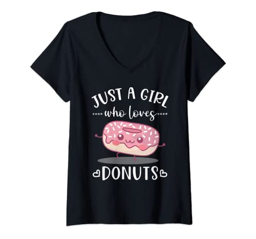 Femme Just a Girl Who Loves Donuts Funny Donut T-Shirt avec Col en V