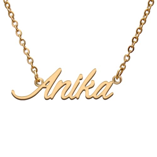 GR859C Anika Name Tag Necklaces for Her His Friends Familys Relationship Memory Jewelry Gift