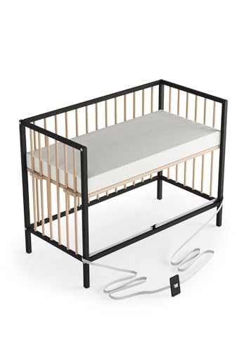 Sämann Beistellbett Dreamy 60x120 cm mit Matratze & Umbauseite - Beistellbett 4 in 1 Juniorbett - umbaubar zu Babybett - Beistellbett aus Buchenholz schwarz/Natur