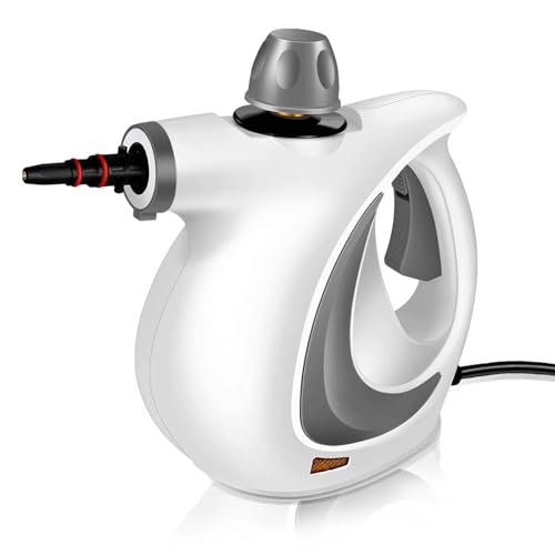Pressurized Handheld Steam Cleaner for home with 12pcs Accessories&Safety Lock - Multi-Surface Natural Deep Steamer for Cleaning Car, Furniture, Floor, Upholstery, Tile, Grout, Windows