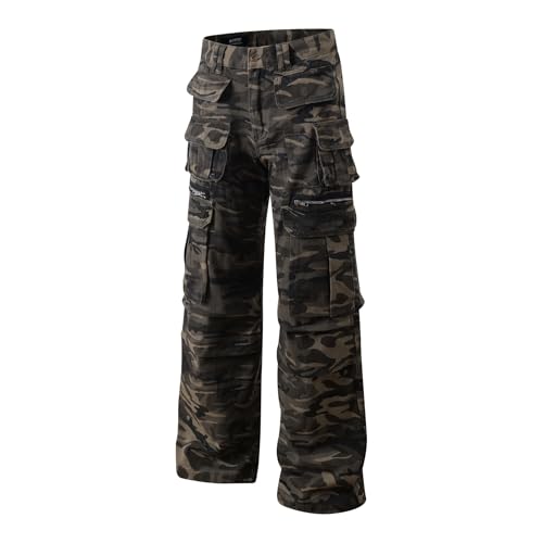 Men's Spring/Fall Cargo Pants American Large Pocket Loose Straight Leg Trousers2