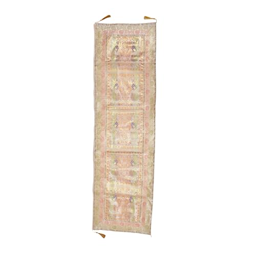 Image of Banarasi Brocade Silk Handmade Table Runner for Dining Table, Centre Table, Coffee Table 70 X 16 in Table Top Table Cloth Room Decor Runner (Grey)