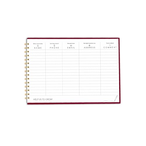 Image of Visitor Book - 8 x 12 Inches | Wiro Bound Guest Register for Hotels, Offices, Exhibitions, Boutiques & Business Use | Medium Size Visitor Log Book for Reception & Front Desk