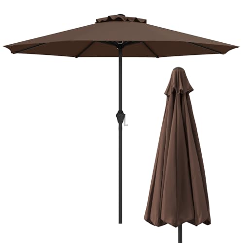 KOMFOTTEU φ260/360 cm Sonnenschirm mit Kurbel, Terrassenschirm mit belüftetem Schirmdach,...