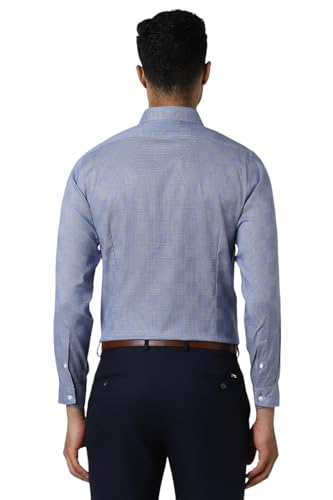 Image of Van Heusen Men Blue Slim Fit Check Full Sleeves Formal Shirt