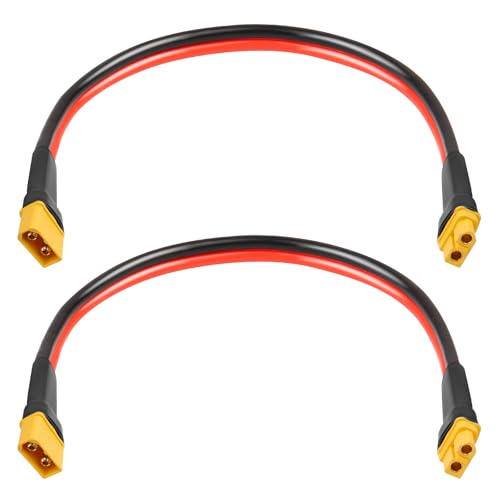 10AWG 1FT 2PCS XT60 Extension Cable 2 3 5 10 15 20 25 30 35 40 50 75 100FT XT60 Female to Male Connector for Portable Power Station Solar Panel RC Battery