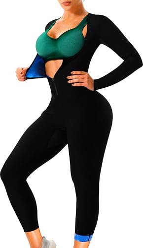 LMCOB Full Body Sauna Suit for Women Waist Trainer Sweat Jumpsuit Waist Trainers Workout Sauna Suits Women(LYBH70023-01-XL)