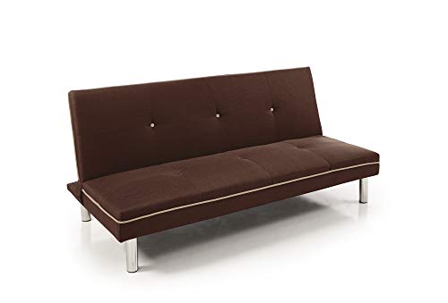 Home Heavenly - Sofá Cama Sol Clic clac 3 plazas, sofá Cama economico, Moderno, Plegable Color Azul o Gris (Marrón)