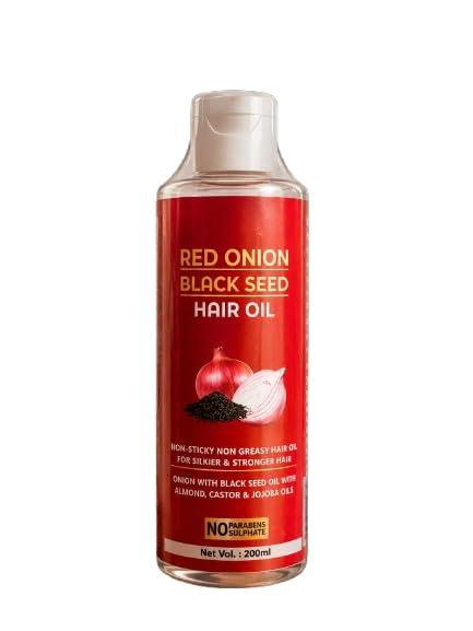 Red Onion Black Seed Hair Oil, Non-Sticky Non-Greasy, with Almond, Castor & Jojoba Oils, No Parabens, 200ml-image-34