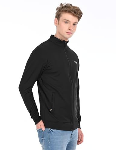 Image of HALFSPACE Men's Lycra Jacket - Lightweight Stretchable Sports & Gym Jacket with Zipper Pockets - Full Sleeve Activewear for Casual & Running