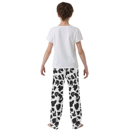 Boys' Pants Leopard Animal Skin Black White Long Bottoms Jogger Pants Elastic Waist Trousers with Pockets S-XL3