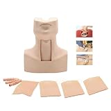 GHDE&MD Tracheotomy Care Training Manikin PVC Tracheostomy Simulator Model with Aluminum Case for Ho