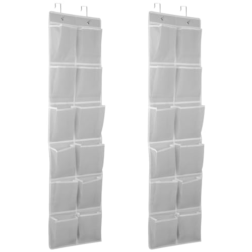 GOMAJI 2PK Over the Door 12 Pocket Hanging Shoe Organizer