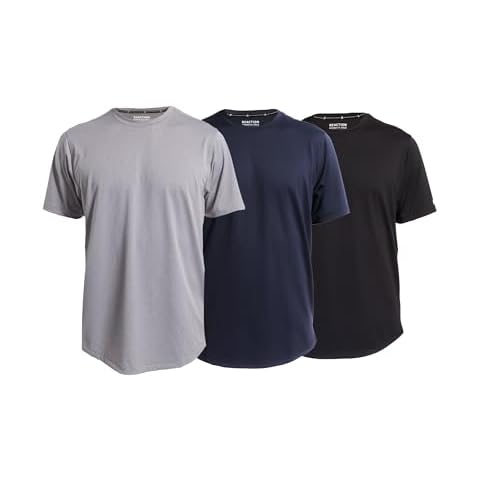 Kenneth Cole REACTION Performance T Shirts for Men Pack of 3 - Stylish Moisture Wicking Shirts for Men - Mens Polyester T-Shirts for Workout and Casual Wear (Black/Navy/Charcoal Heather, Medium) Cover