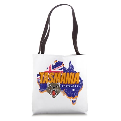 Tasmania Australia Retro Map and Flag Vintage Souvenir Tote Bag