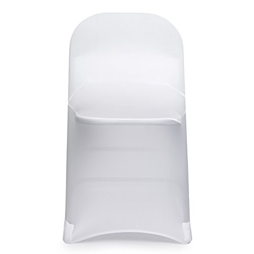 Lann's Linens 100 pcs White Spandex Folding Chair Covers for Wedding, Party, and Banquet