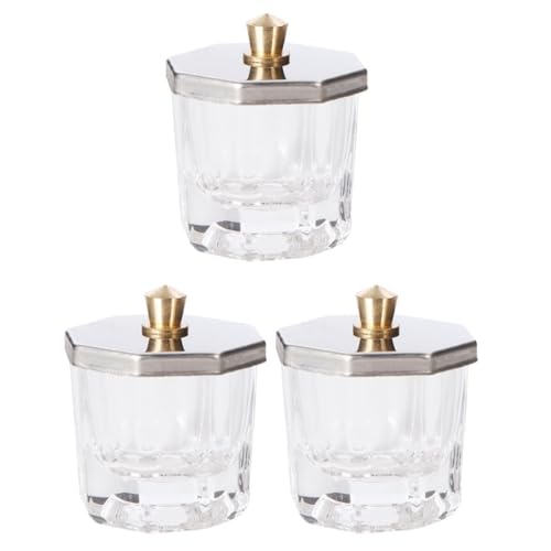 Set 3 recipientes de cristal para manicura con tapa miniatura 1