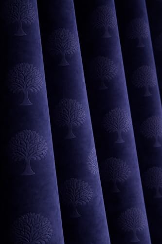 Image of Velvet Window Curtains 5 Feet Set of 2 | Solid |Thermal Insulated Parda |Eyelet Ring Curtain for Living Room, Bedroom & Study|(152 x 152 cm)|Perfect for Home Decor (Navy Blue, 5)