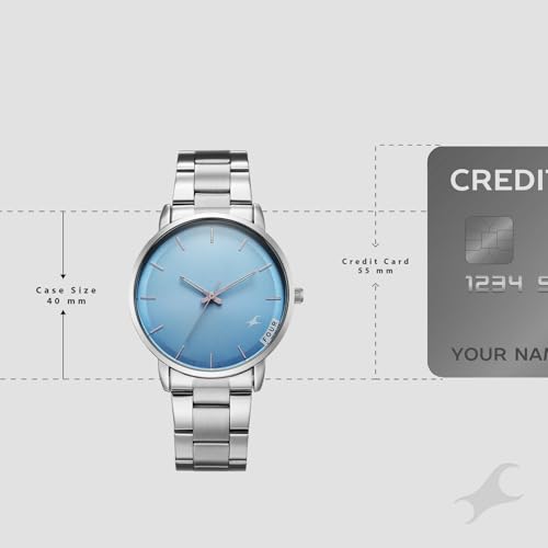 Image of Fastrack Stunners X Quartz Analog with Blue Dial Steel Stainless Steel Strap Watch for Men - 38159SM06