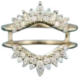 Drizzle Jewels 2.00 Carat Marquise-Cut Lab Created Diamond Ring Enhancer, 14K Yellow Gold, Wedding Band Guard