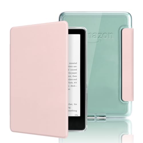 PUTOROGA Case for 6 Kindle Paperwhite (10th Generation 2018) Model No.PQ94WIF Light PU Leather Cover Transparent Acrylic Hard Back with Auto Sleep/Wake Pink