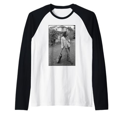 Bob Marley x David Burnett Black & White Guitar Photo Raglan Baseball Tee