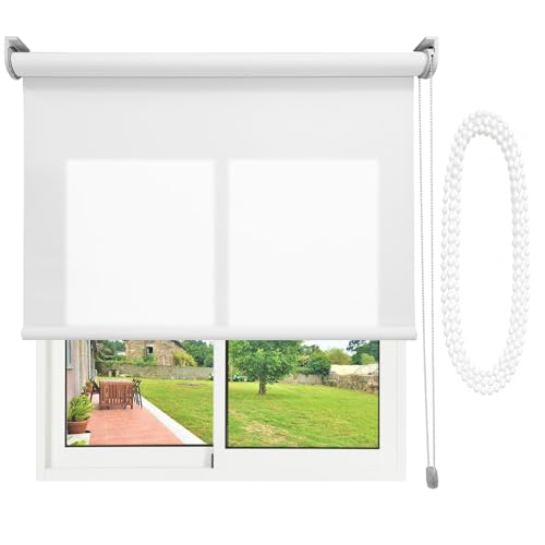 Estor Enrollable Translúcido Karina Premium con Cadena de Repuesto Medidas Ancho X AltoContactaremos para Ajuste sin Cargo Color Blanco. Medida 40x160 cm