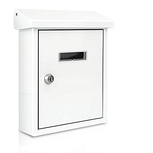 Serenelife Wall Mount Lockable Mailbox - Modern Outdoor Galvanized Metal Key Large Capacity - Commercial Rural Home Decorative & Office Business Parcel Box Packages Drop Slot Secure Lock #TOP10