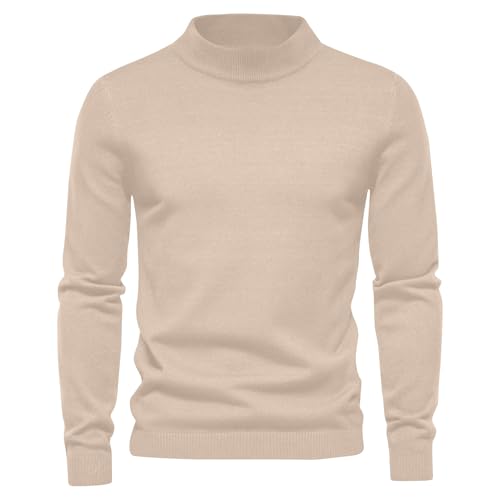 Men's Pullover Sweaters Turtleneck Long Sleeve Knitted Pullover Fall Winter Basic Tops Slim Fit Knitwear Thermal Sweater