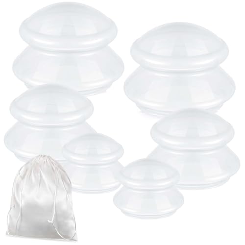 Image of TrelaCo 6 Pcs Silicone Cupping Kit for Massage Therapy,Milky | Cupping Cups 3 Sizes, Suction Therapy for Body Massage Myofascial, Relieves Cellulite Muscle Pain Tension, Studio Household
