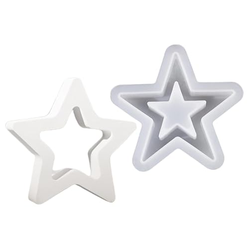 Bollisate Molde de silicona de chocolate con forma de estrella, moldes de silicona para chocolate en forma de estrella, molde para hacer velas, molde hueco para manualidades