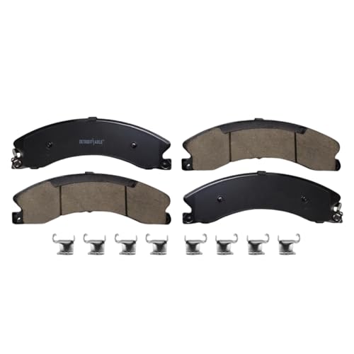 Image of Detroit Axle - Rear Brake Pads for 15-19 Chevy Silverado 2500 HD 3500 HD | Suburban GMC Sierra 3500 HD Savana 4500, Ceramic Brake Pads with Hardware Replacement