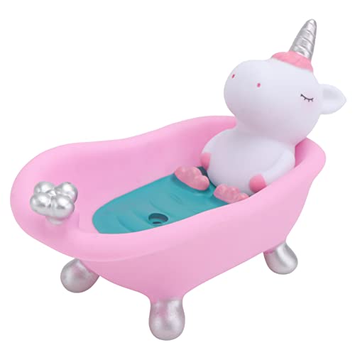 Homoyoyo Jabonera En Forma De Bañera Unicornio - Divertida Bandeja De Jabón De Dibujos Animados para Baño - Ideal para Pastillas De Jabón Decorativa y Color Rosa para El Hogar